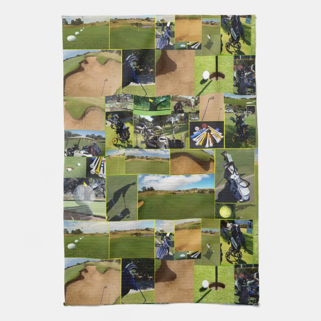 Golf Photo Collage, Kitchen Towel (Vertical)