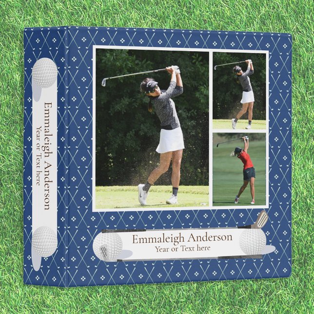Golf Photo Collage Navy Blue Binder (Creator Uploaded)