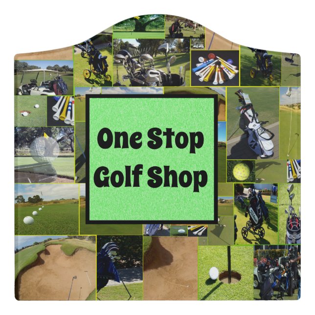 Golf Photo Collage Shop Design, Door Sign (Large Crest Front)
