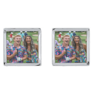Golf Photo Customize Personalize Cufflinks