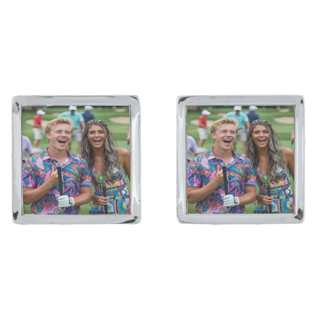 Golf Photo Customize Personalize Cufflinks (Front)