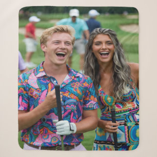 Golf Photo Customize Personalize Sherpa Blanket