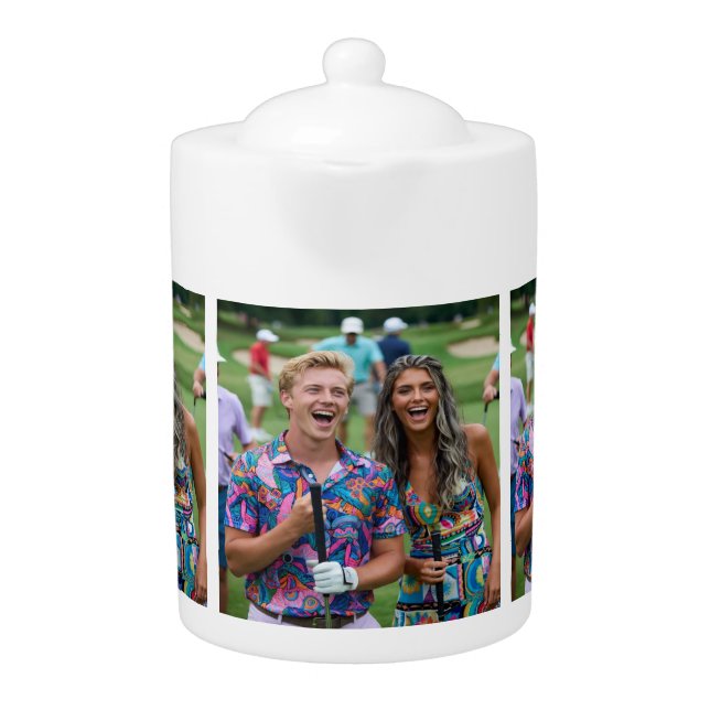 Golf Photo Customize Personalize Teapot (Front)
