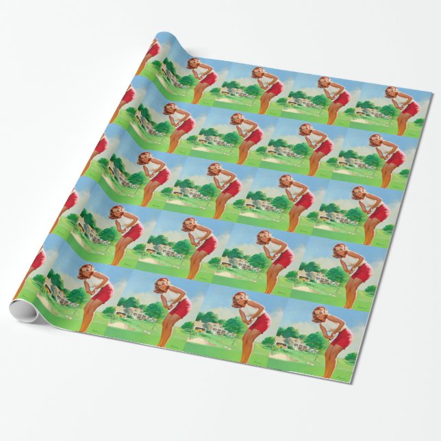 Golf Pin Up Wrapping Paper (Unrolled)