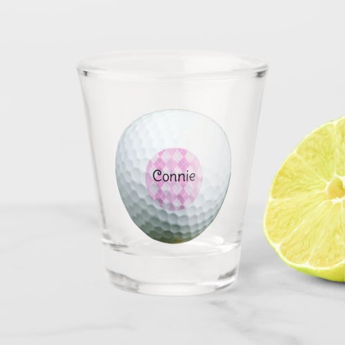 Golf Pink Argyle Personalized Shot Glass