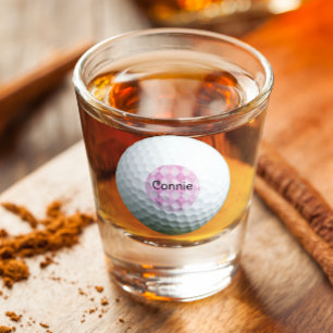 Golf Pink Argyle Personalized Shot Glass