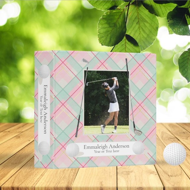 Golf Pink Argyle Photo Scrapbook Album 3 Ring Binder (Creator Uploaded)