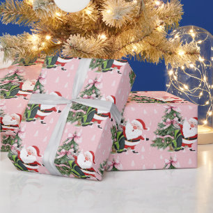 Golf Pink Christmas themed for Lady Golfer Wrapping Paper