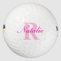 Golf pink monogram name & initial golf balls