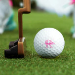 Golf pink monogram name & initial golf balls<br><div class="desc">Fun ladies or girls golfing gift golf balls with your name and family name initial. Balls reads Natalie R or personalize with your own name and initial. Designed by Sarah Trett.</div>