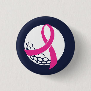 Golf Pink Ribbon Breast Cancer Awareness Button