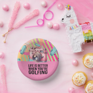 Golf Pink Themed for Woman Golfer Party Paper Bowls