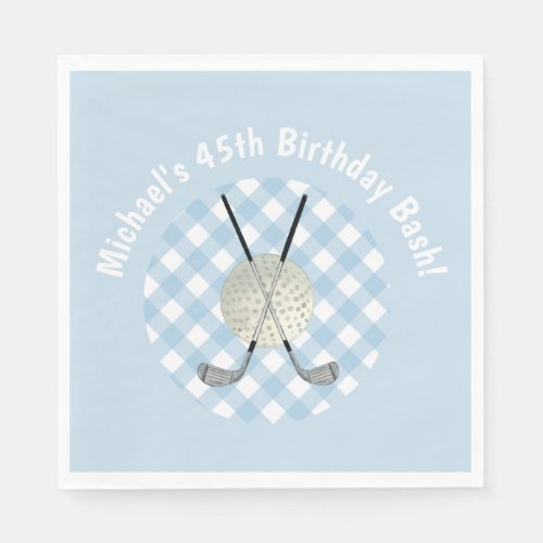 Golf Plaid Blue White Preppy Country Club Napkins