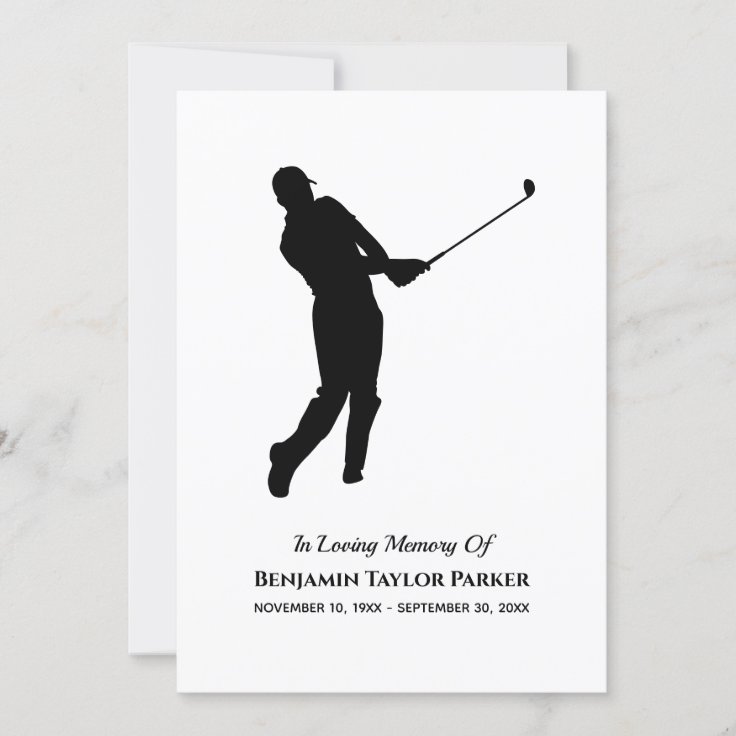 Golf Player Bereavement Sympathy Funeral Memorial Thank You Card Zazzle