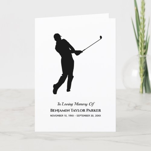 Golf Player Bereavement Sympathy Funeral Memorial Thank You Card