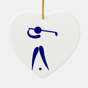 Golf Player Blue White Sports, add text and color Ceramic Ornament
