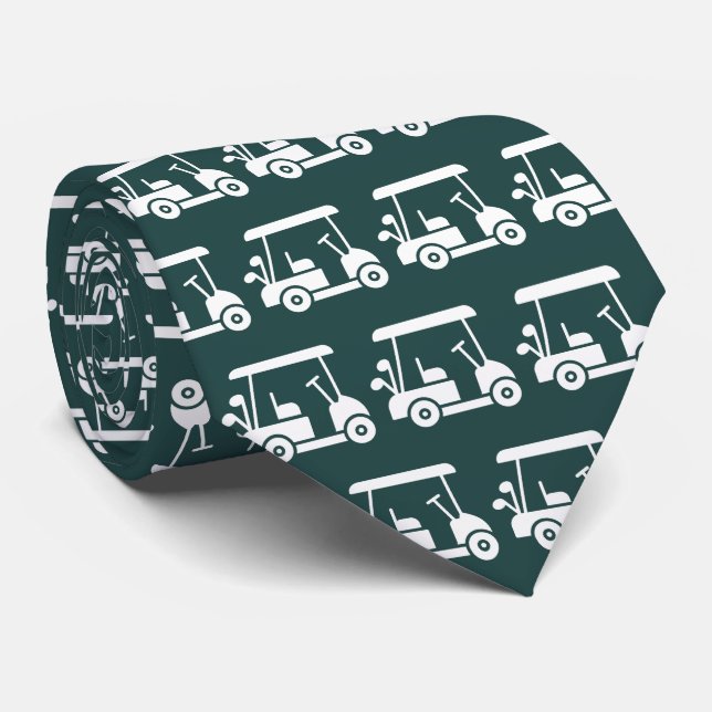 Golf Player Cart Green Neck Tie (Rolled)