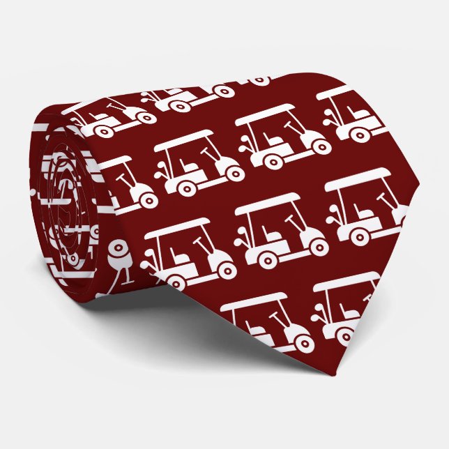 Golf Player Cart Red Neck Tie (Rolled)