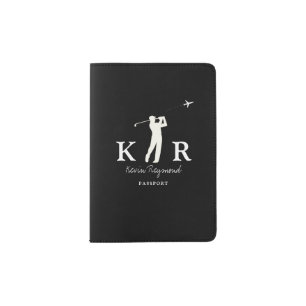 Golf Player - Classic Golfer Monogram Black Passport Holder