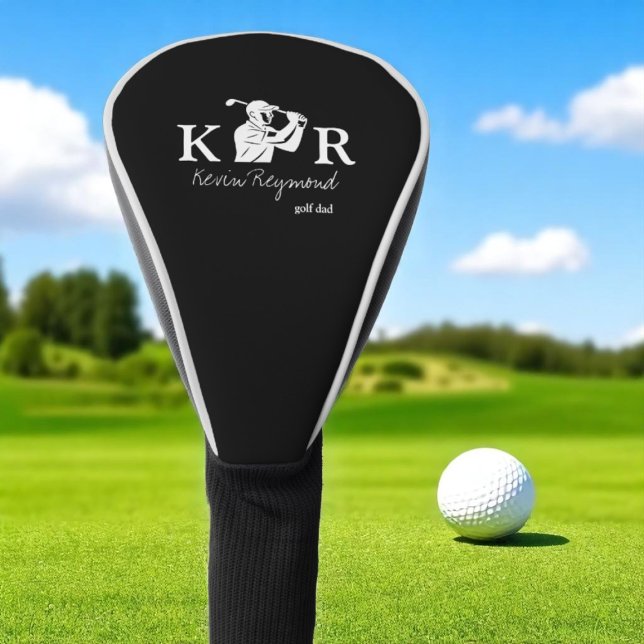 Golf Player Classic Monogram Golfer Black Golf Head Cover (Creator Uploaded)