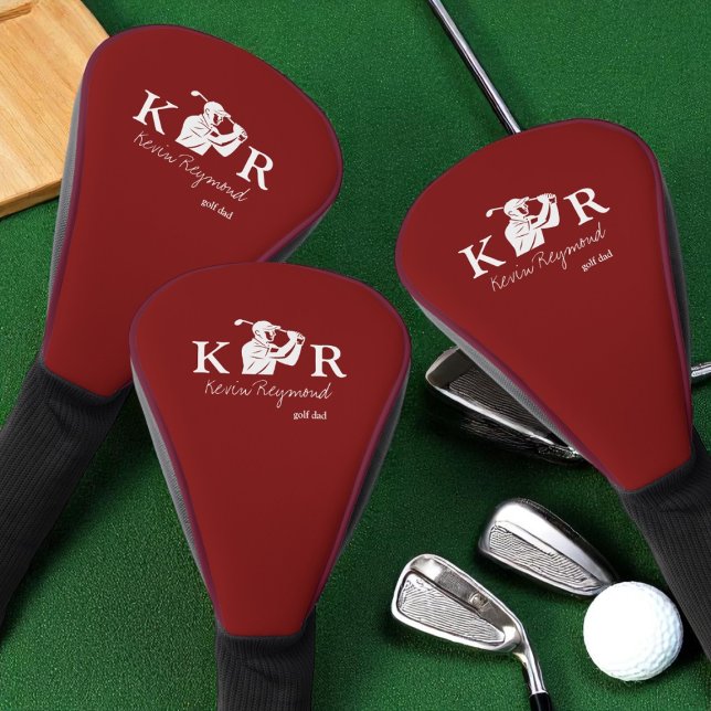 Golf Player Classic Monogram Golfer dark-red Head Cover (Creator Uploaded)