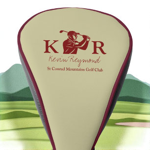 Golf Player Classic Monogram Red Golfer Head Cover