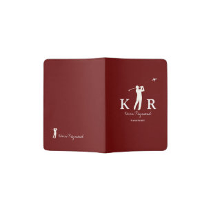Golf Player Classy Monogram Dark-Red Passport Holder