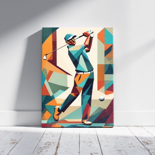 Golf Player Cubist Canvas Print