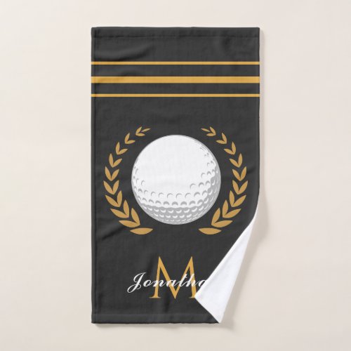 Golf Player Custom Name  Monogram Elegant Classic Hand Towel