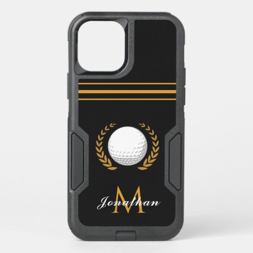 Golf Player Custom Name  Monogram Elegant Classic OtterBox Commuter iPhone 12 Case
