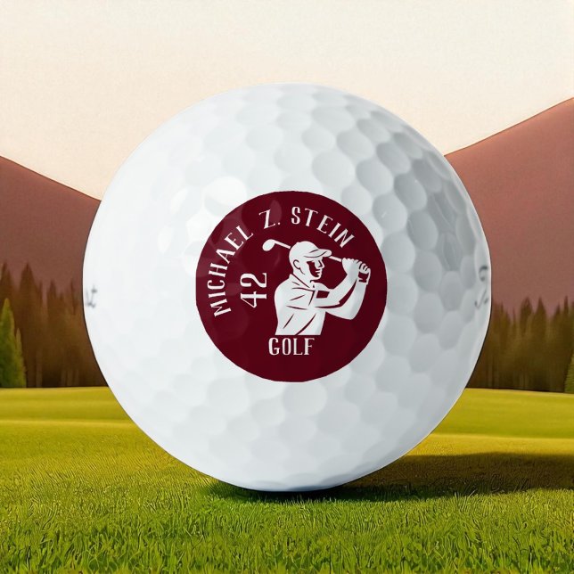 Golf Player Icon, Name and Age deep red Golf Balls (Creator Uploaded)