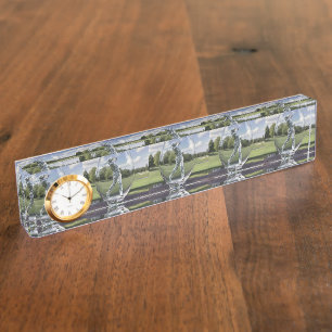 Golf Player In A Glass Tumbler With Golf Course, Desk Name Plate