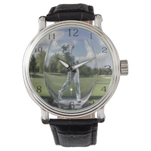 Golf Player In A Glass Tumbler With Golf Course, Watch