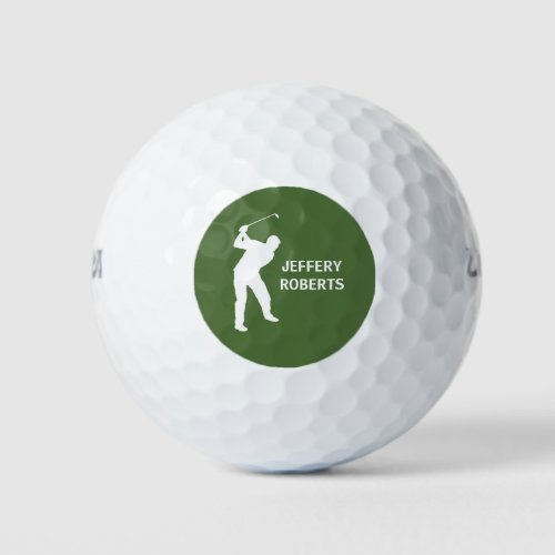 Golf Player Logo with Custom Monogram Name Golf Balls