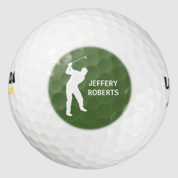 Golf Player Logo With Custom Monogram Name Golf Balls by UrHomeNeeds at Zazzle