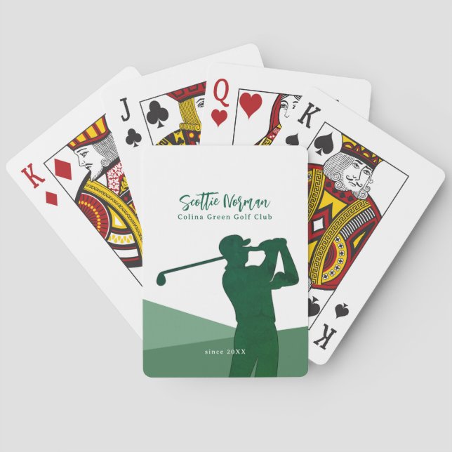 Golf Player Man with Golf Club Green Poker Cards (Back)