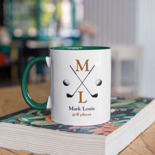 Golf Player Monogram Logo Mug