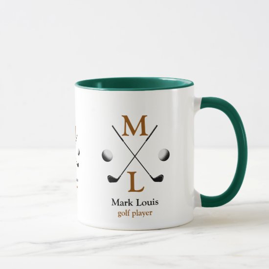 golf player monogram logo mug