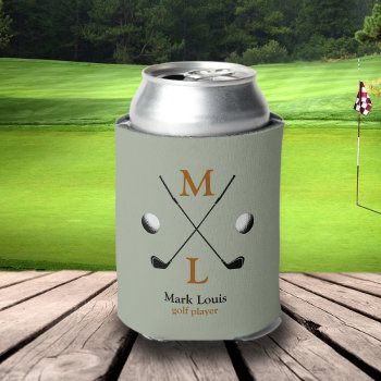 Golf Player Monogram Personalized Can Cooler by mixedworld at Zazzle
