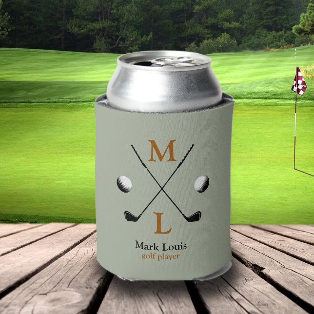 Golf Player Monogram Personalized Can Cooler (Creator Uploaded)