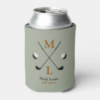 golf player monogram personalized can cooler