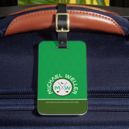 Golf Player Monogrammed Travel baggage GREEN  Luggage Tag