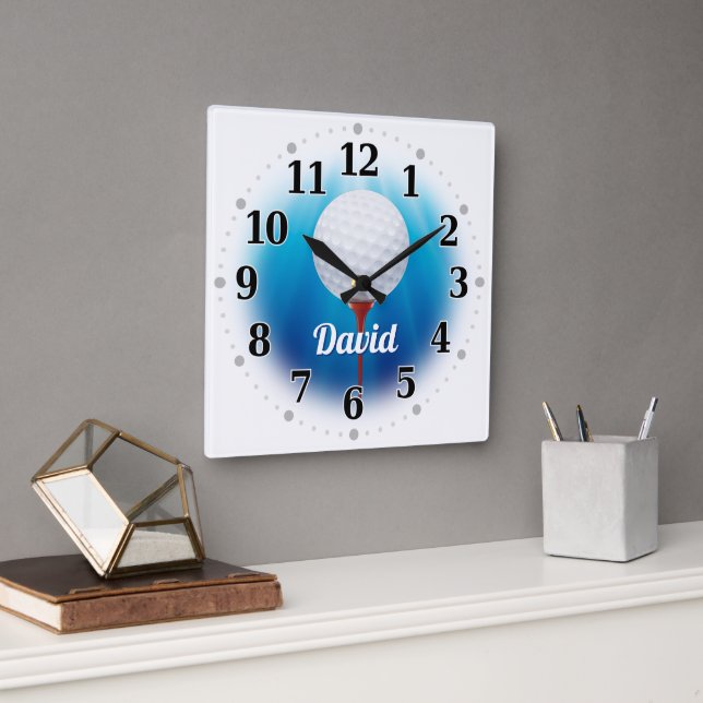 Golf Player Name | Original Square Wall Clock (Office)