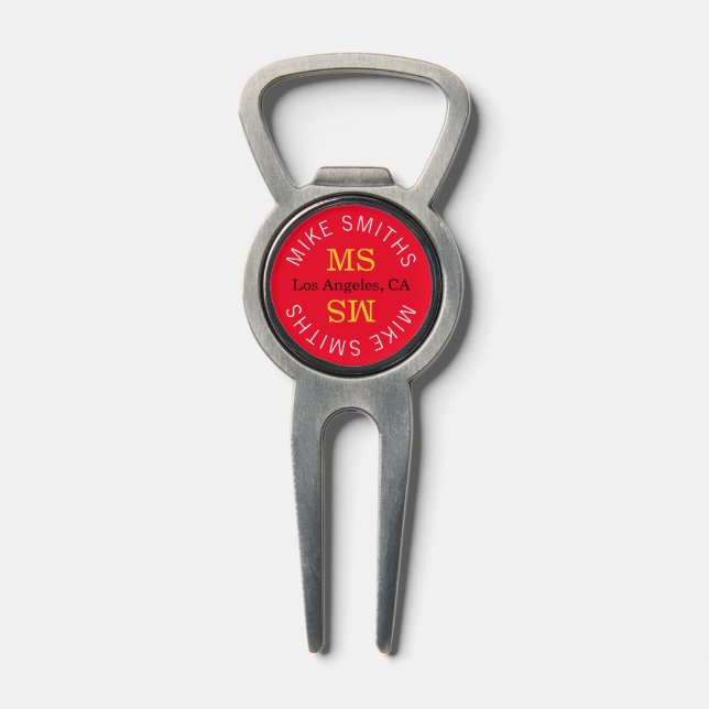 Golf Player Name Red Divot Tool (Composite)