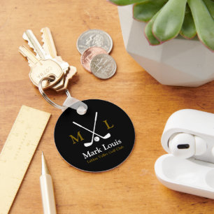 Golf Player Personalized Golfer Black Keychain