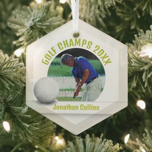 Golf Player Photo | Golf Champs 20XX Glass Ornament