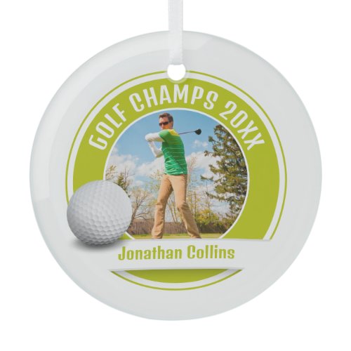 Golf Player Photo | Golf Champs 20XX Glass Ornament