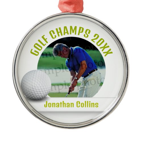 Golf Player Photo | Golf Champs 20XX Metal Ornament