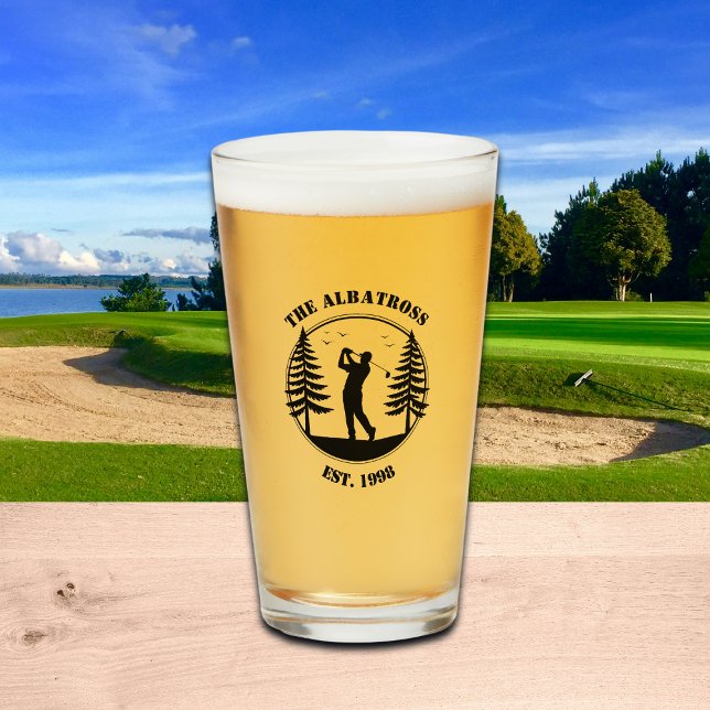 Golf Player Pine Trees Add Name  Glass (Creator Uploaded)