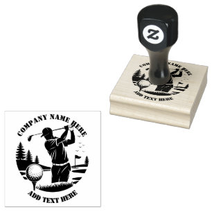 Golf Player Pine Trees Add Name Rubber Stamp